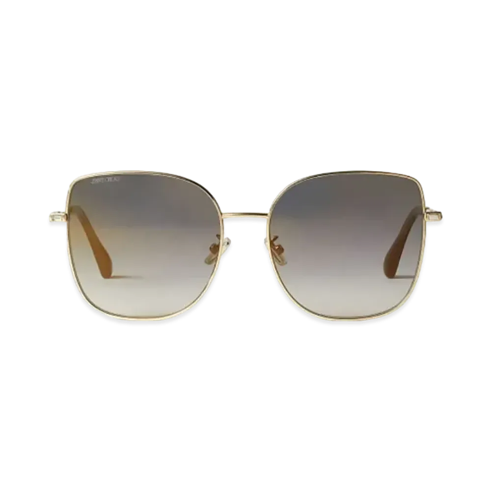 Jimmy Choo Fanny Gradient Lens And Square Frame Sunglasses With Swarovski Crystal "Gold Copper"