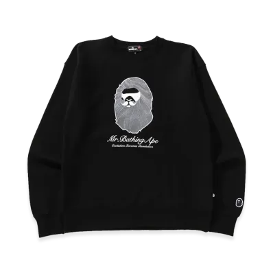 A BATHING APE Mr. BATHING APE Crew Neck Sweat Shirt #2 "Black"