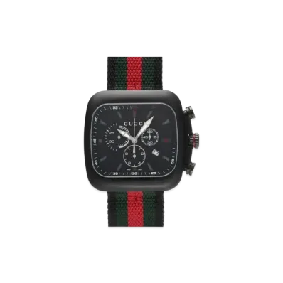 GUCCI Coupe Chronograph "Black/Stainless Steel/Black/Red/Green"