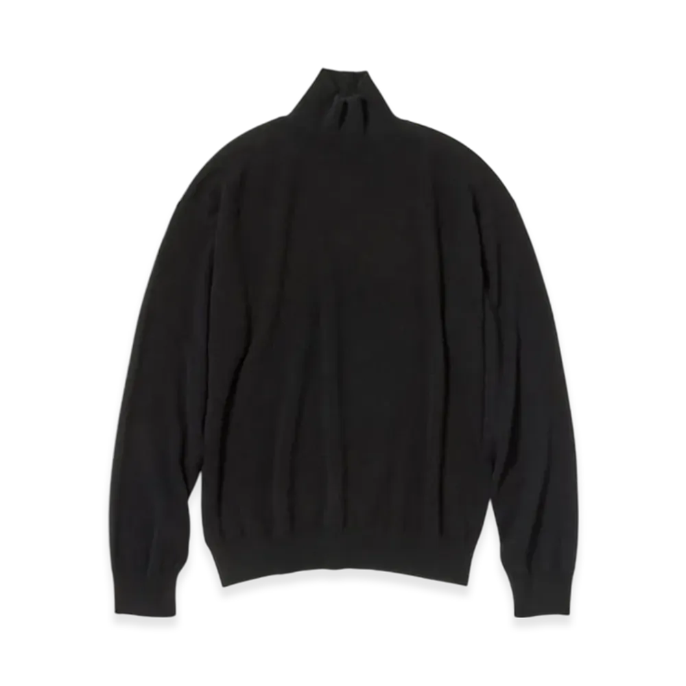 AURALEE Baby Cashmere Knit Turtle "Top Black"