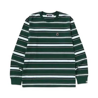 A BATHING APE One Point Stripe Ls Tee "Green"