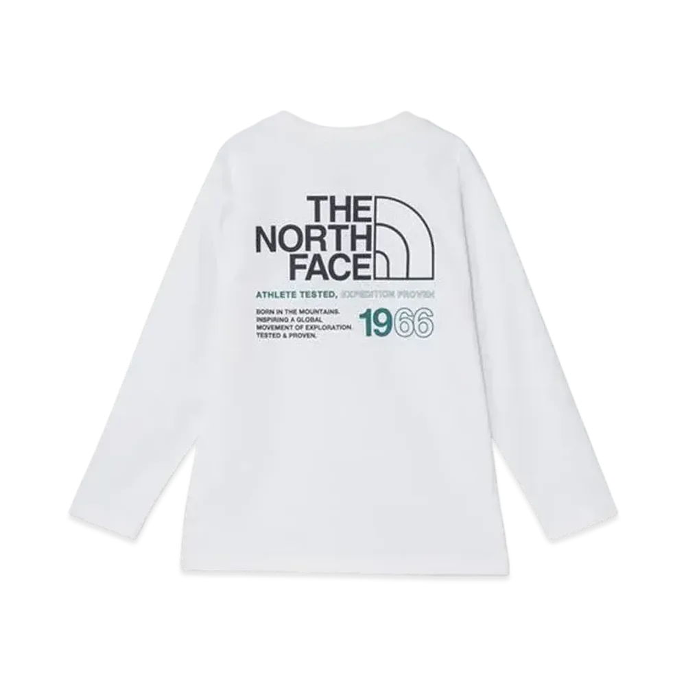The North Face Kids Long Sleeve 66 Logo Tee "White"