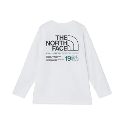 The North Face Kids Long Sleeve 66 Logo Tee "White"