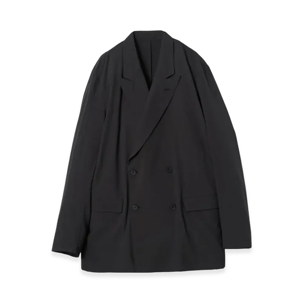 YOKE Super120'S Fine Wool Washer Tropical Double Breasted Jacket "Carbon Black"