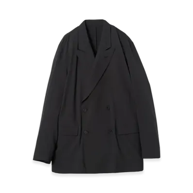 YOKE Super120'S Fine Wool Washer Tropical Double Breasted Jacket "Carbon Black"