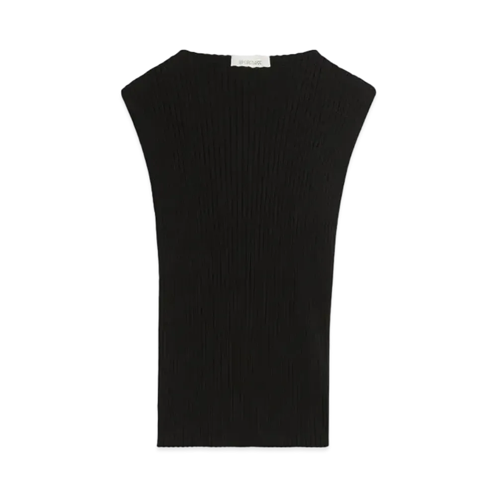 Max Mara Hans Pure Cotton Rib Knit "Black"