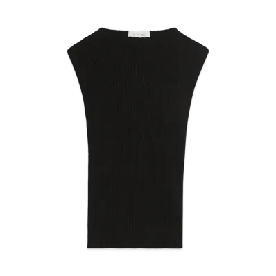 Max Mara Hans Pure Cotton Rib Knit "Black"