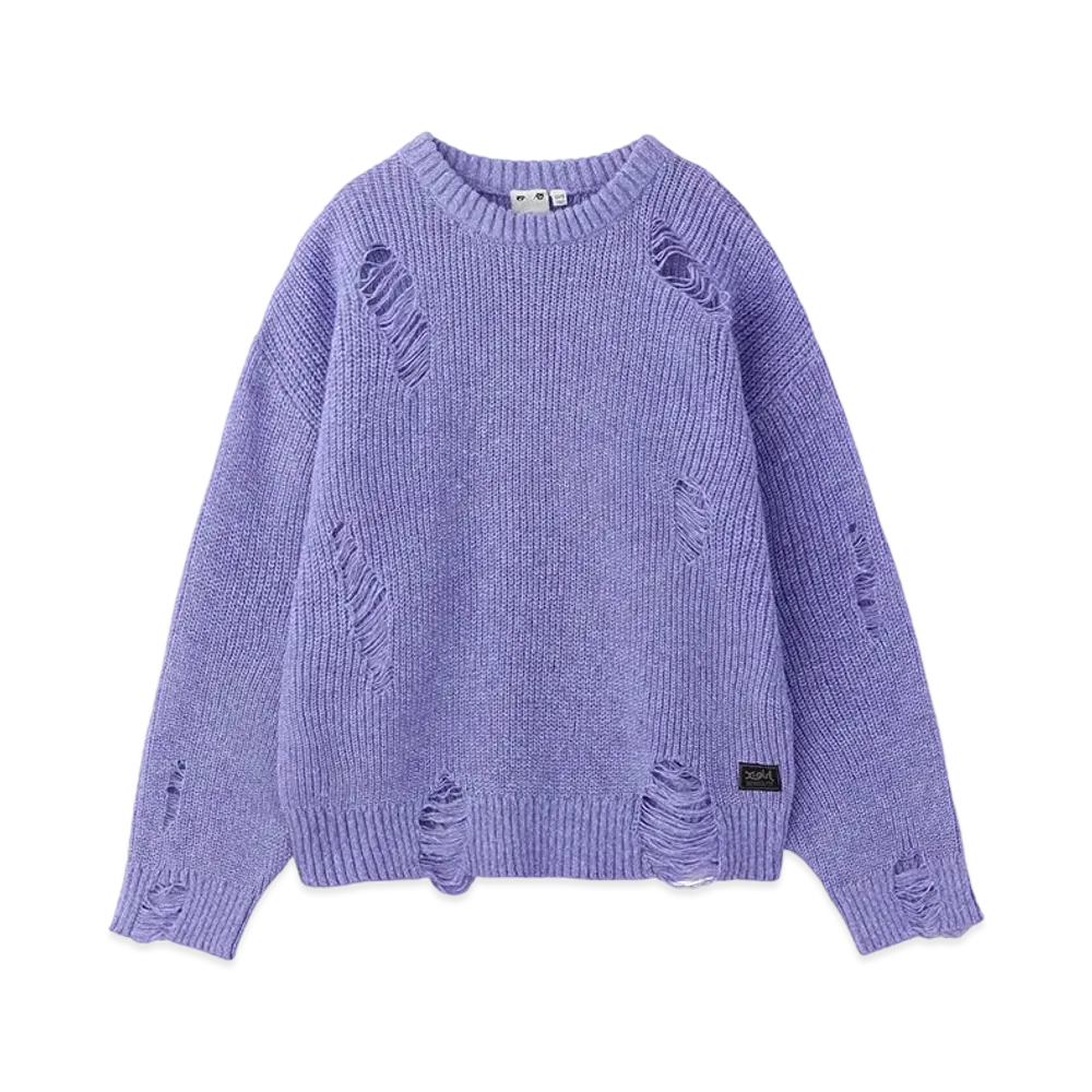 X-Girl Distressed Knit Top "Purple"
