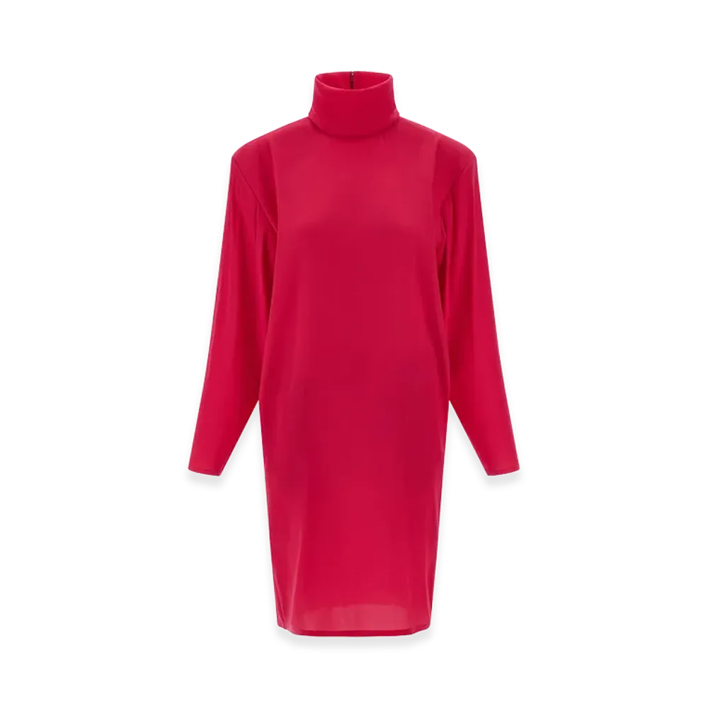 Saint Laurent Women's Structured Shoulder Dress "Fuchsia"