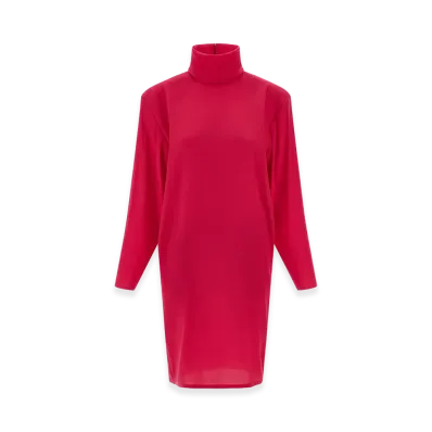 Saint Laurent Women's Structured Shoulder Dress "Fuchsia"