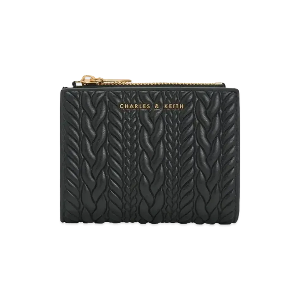 CHARLES & KEITH Apolline Texture Top Zip Wallet "Black"