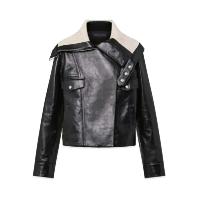 Louis Vuitton Ribbed Back Biker Jacket "Noir/Ivory"
