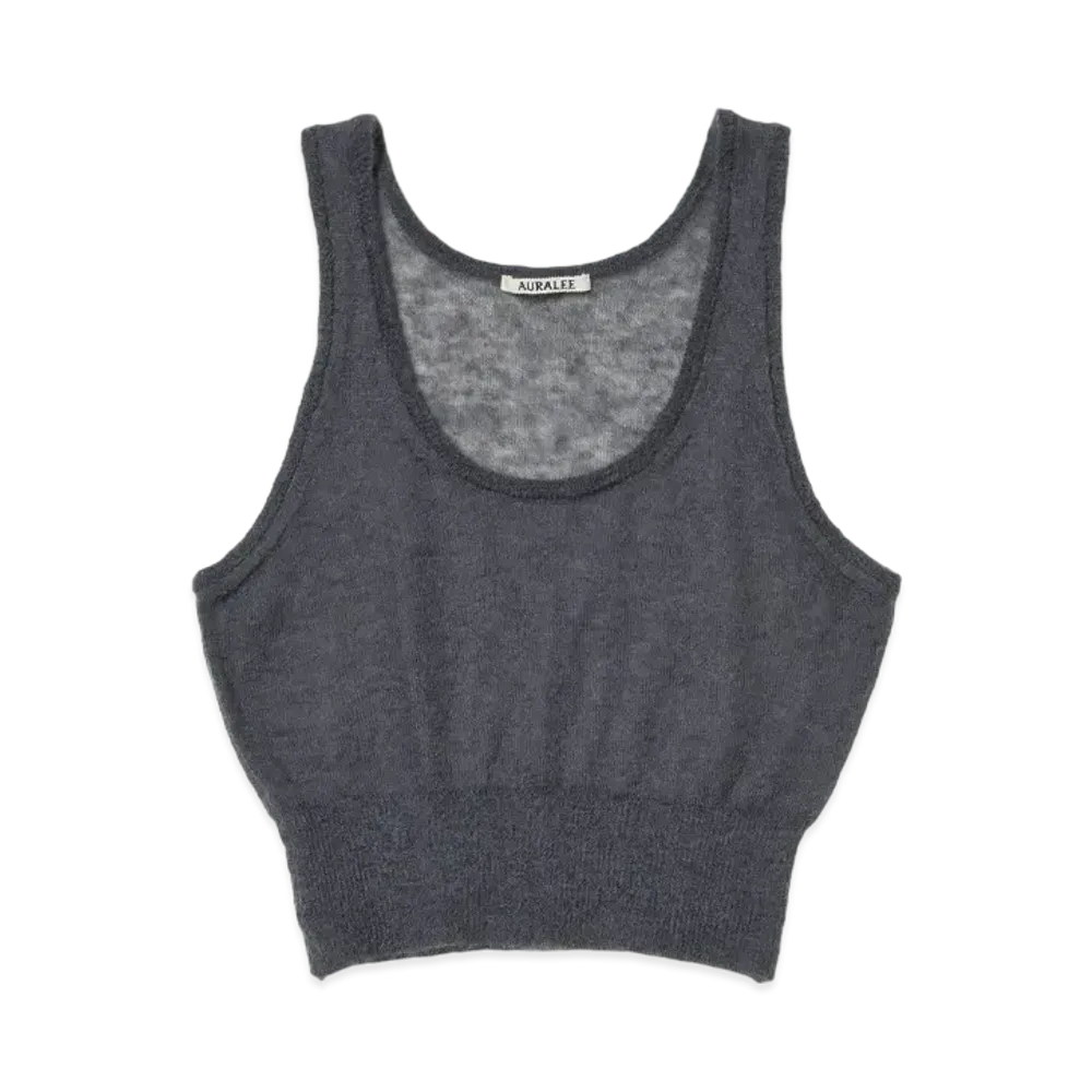 AURALEE Kid Mohair Sheer Knit Tank "Dark Gray"