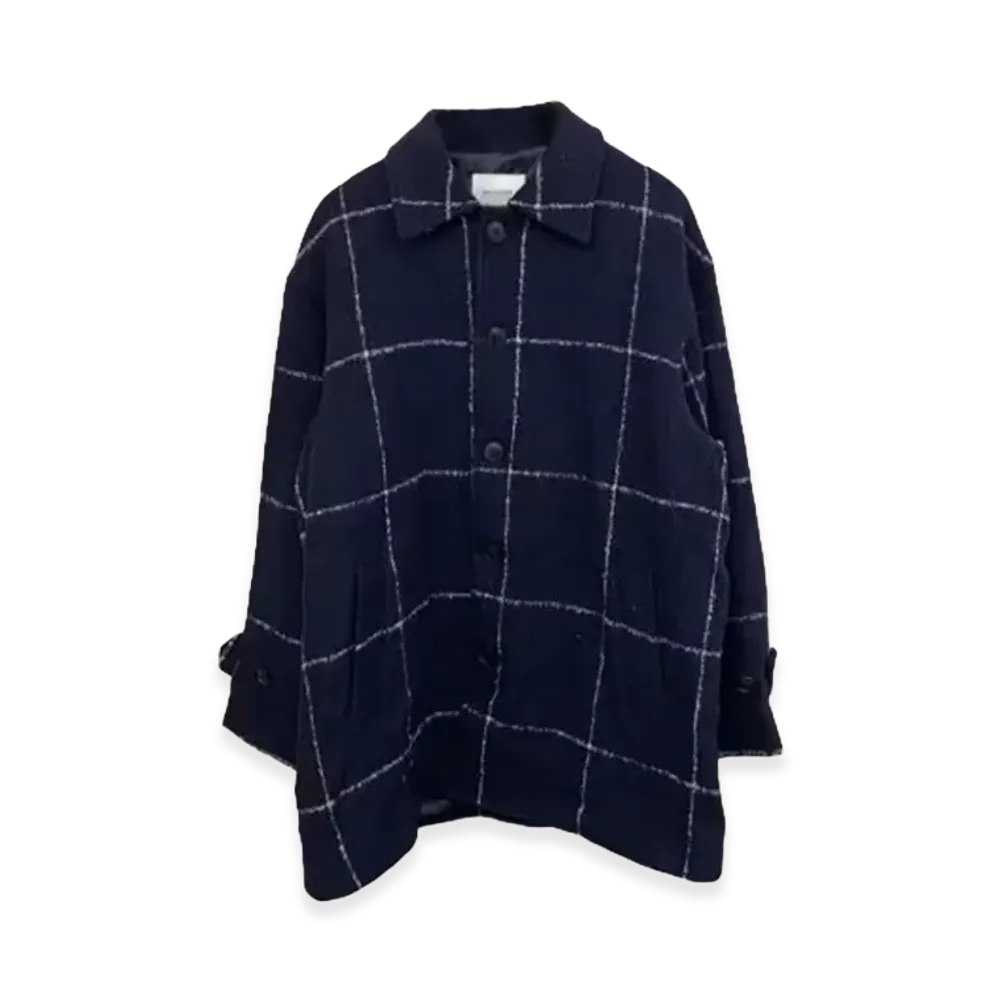 WELLDER Windowpane Car Coat "Navy"