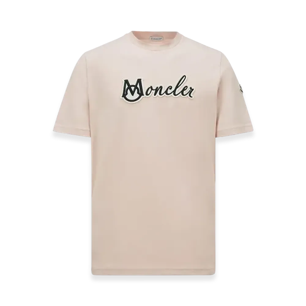 MONCLER Embroidered Varsity Logo Cotton T-shirt "Light Pink"