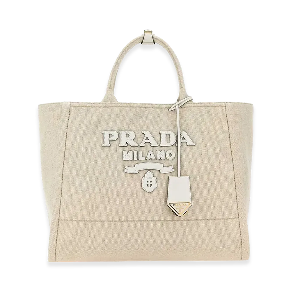 PRADA Women's Canvas Shopping Bag "Sand Beige"