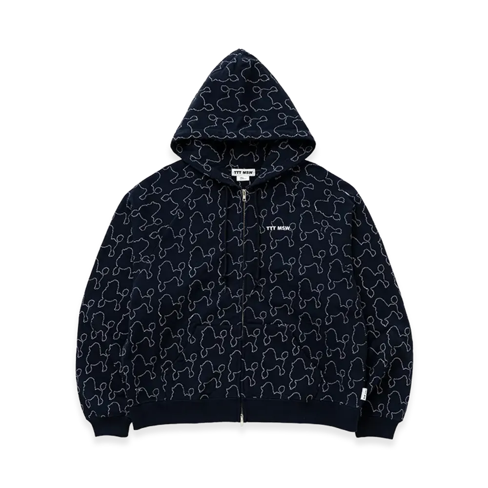 TTTMSW Dog Embroidery Zip Up Hoodie "Navy"
