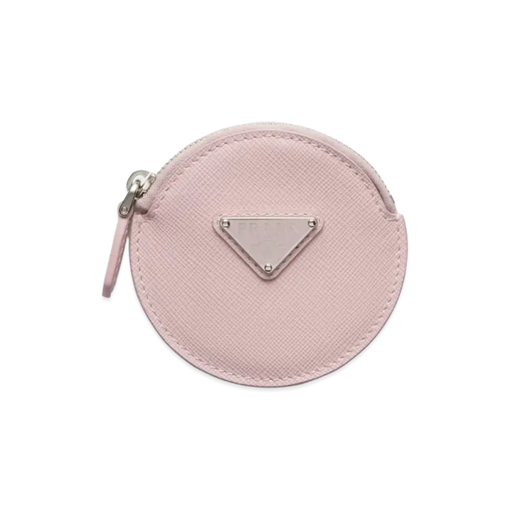 PRADA Saffiano Triangle Coin Case "Alabaster"