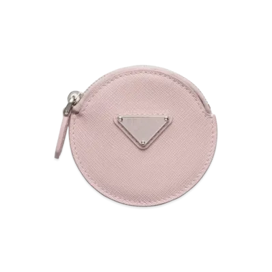 PRADA Saffiano Triangle Coin Case "Alabaster"