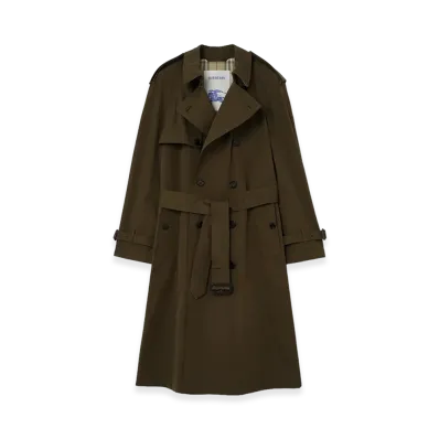 Burberry Long Lightweight Cotton Trench Coat "Marsh Green"