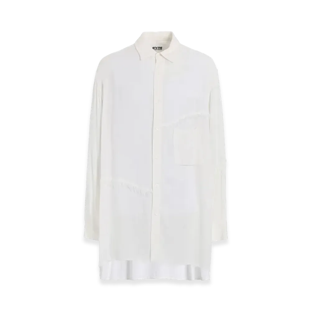 S'YTE Viscose Twill Cut-Off Oversized Regular Collar Shirt "White"