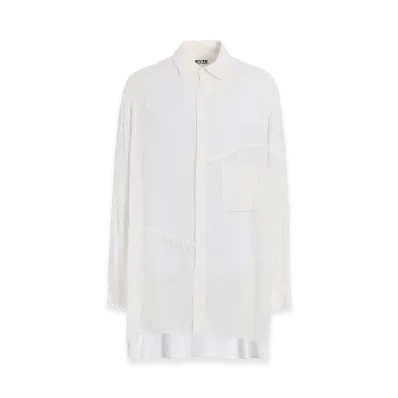 S'YTE Viscose Twill Cut-Off Oversized Regular Collar Shirt "White"