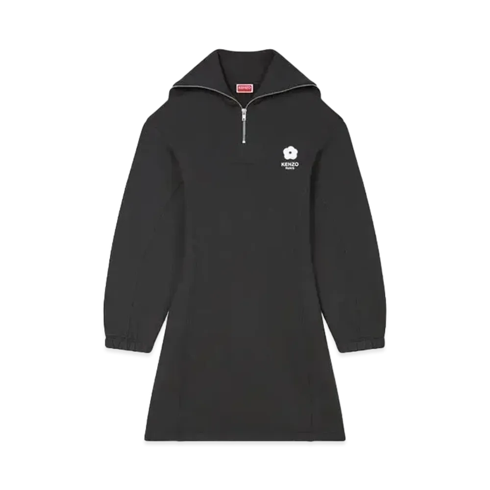 KENZO 'BOKE FLOWER 2.0' Embroidered Sweat Dress GOTS Cotton "Black"