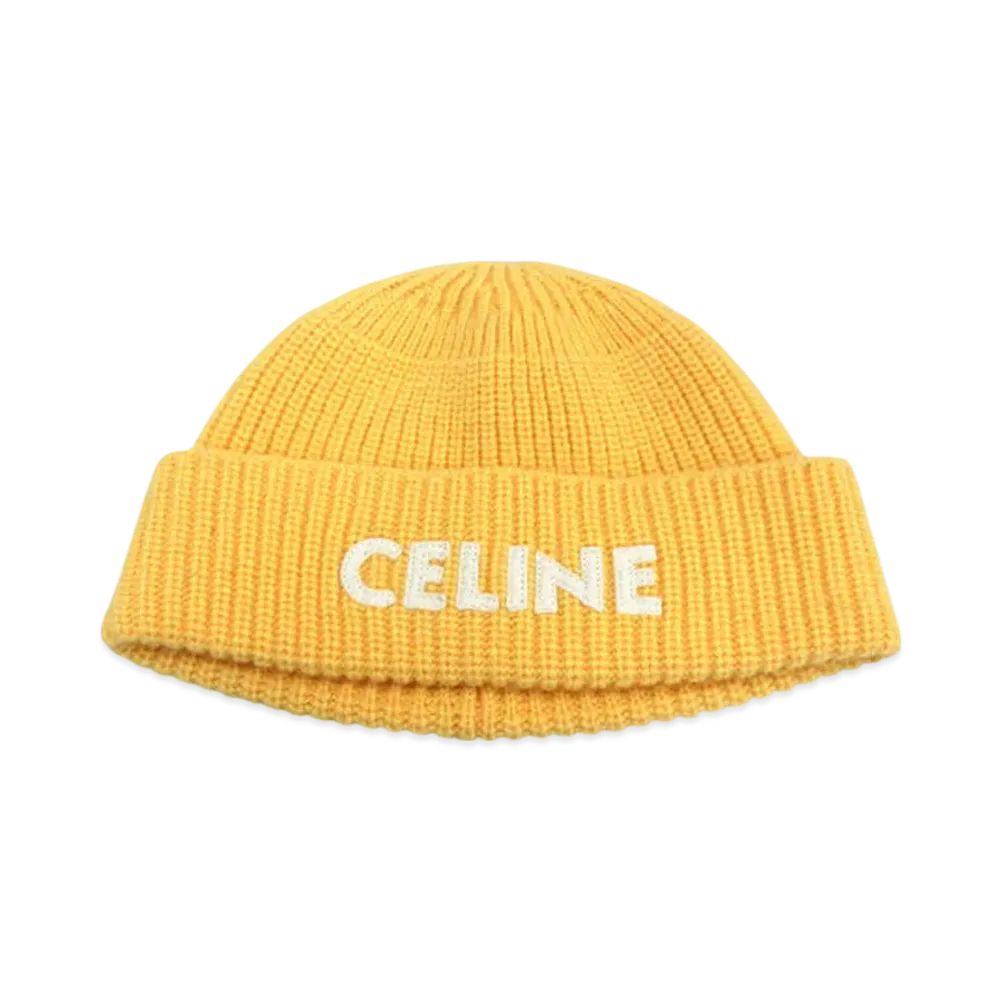 CELINE Embroidery Wool Knit Beanie "Yellow"