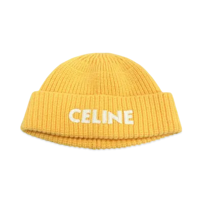 CELINE Embroidery Wool Knit Beanie "Yellow"