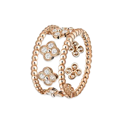 Van Cleef & Arpels Perlee clovers ring medium model "18K Rose gold/Diamond"