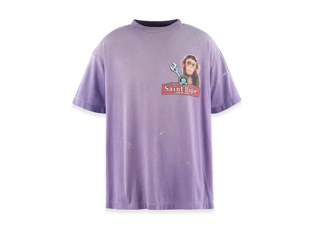 SAINT Mxxxxxx x A BATHING APE Bape SS T-Shirt/House "Purple"
