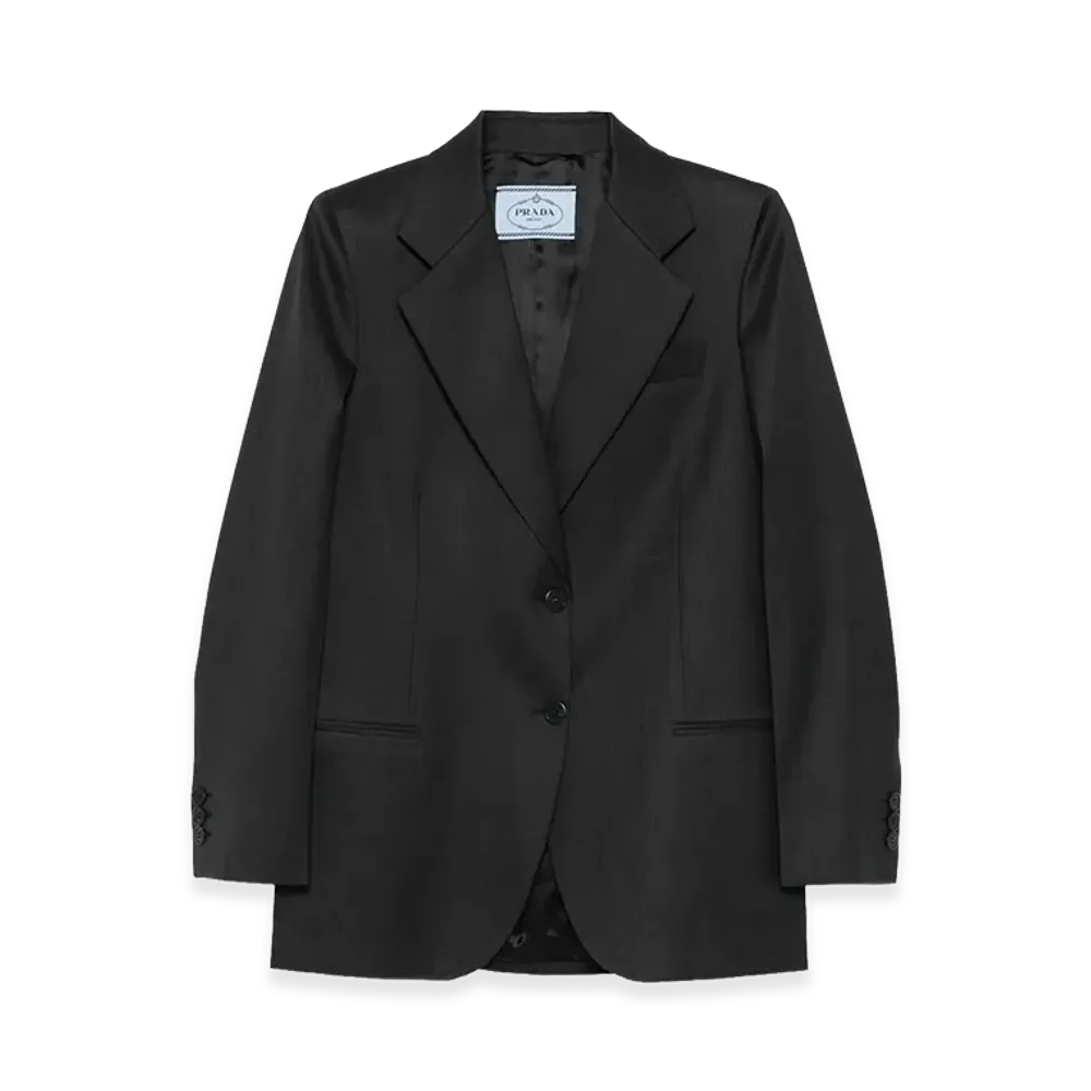 PRADA Wonen's Notched-Lapels Wool Blazer "Gray"
