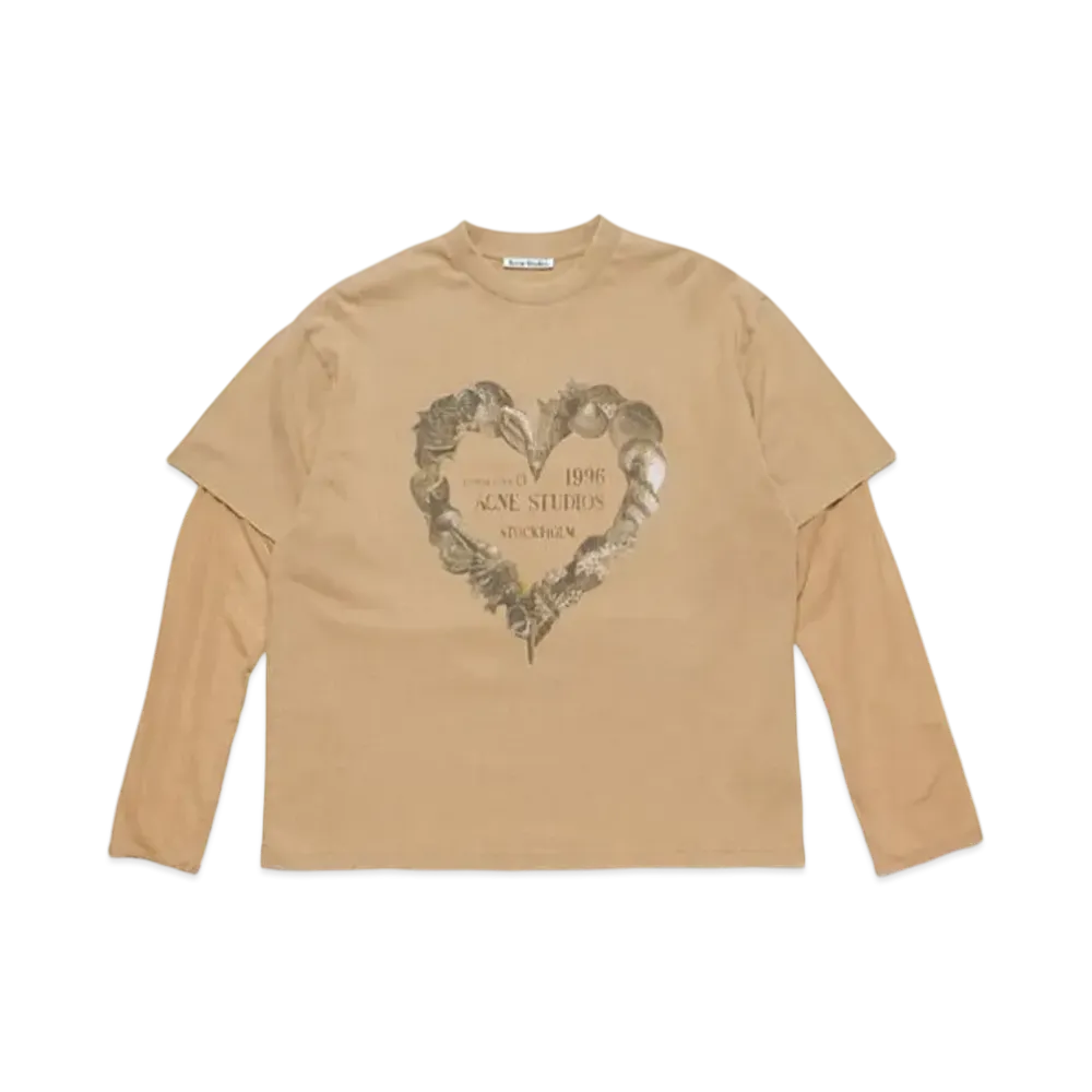 Acne Studios Layered Print T-Shirt "Sand Beige"