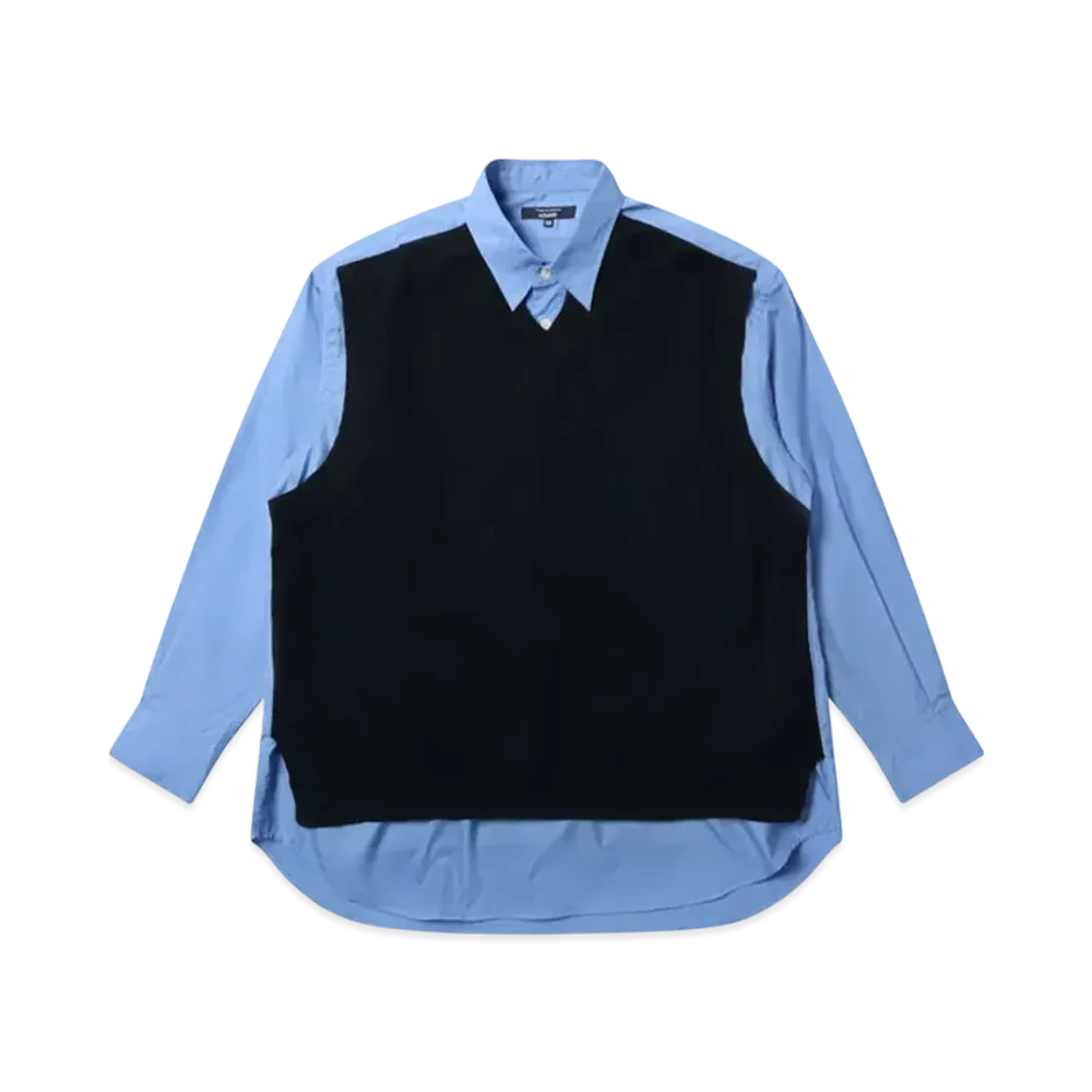 COMME des GARCONS HOMME Cotton Broad x Polyester Knit Shirts "Sax/Navy"