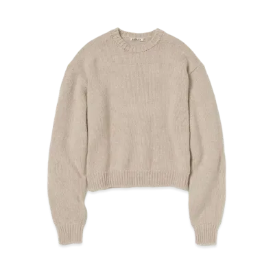 AURALEE Wool Soft Cord Knit P/O "Top Beige"