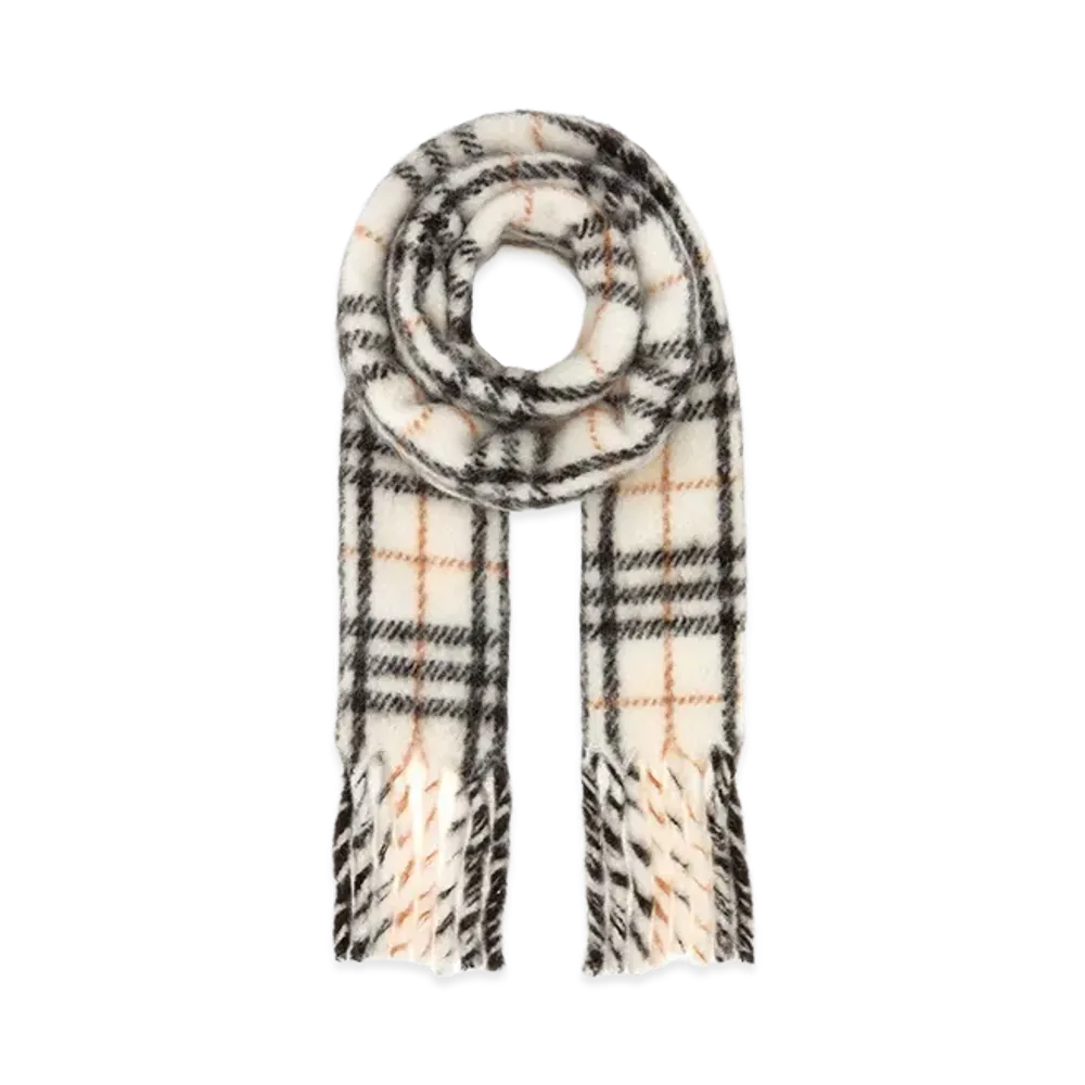 Burberry Embroidered Alpaca Blend Scarf "Checked"