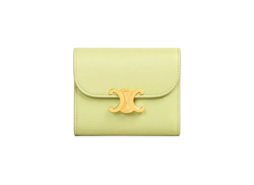 CELINE Small Triomphe Wallet In Shiny Calfskin "Light Jade"