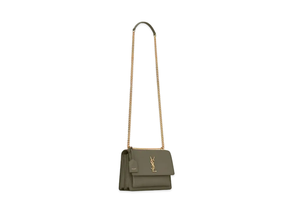 SAINT LAURENT Sunset Medium In Smooth Leather "Gray Khaki"