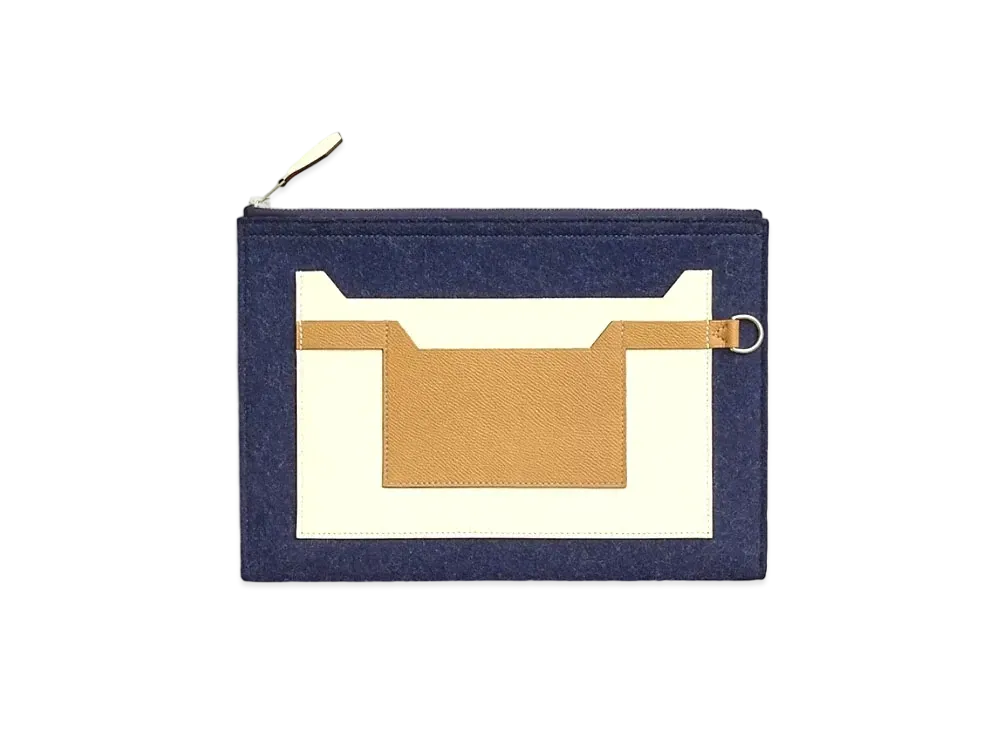 Hermes Clutch Bag Tudu 29 Color Block "Blue Nuy"