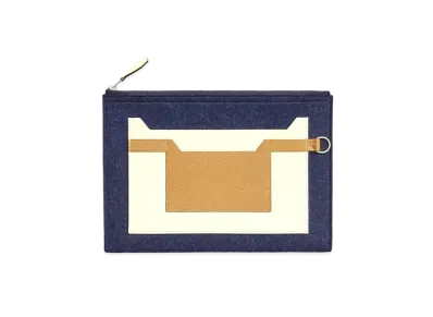 Hermes Clutch Bag Tudu 29 Color Block "Blue Nuy"
