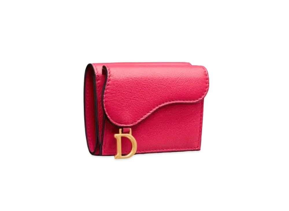 Dior Saddle Compact Wallet Goat Skin "Bright Pink"