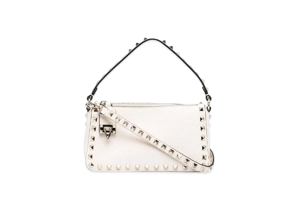 Valentino Crossbody Bag Rock Studs Grain Calfskin Small "Light Ivory"