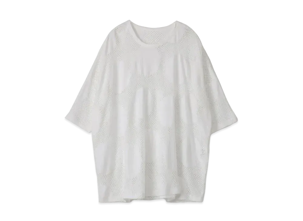 Yohji Yamamoto Y's 60/2 POLKA DOT HOLE MESH SIDE GUSSET "White"