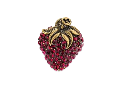 GUCCI Crystal Strawberry Ring "Gold"