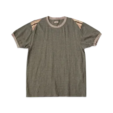 KAPITAL Heathered Sheeting Florida Ringer Tee "Khaki"