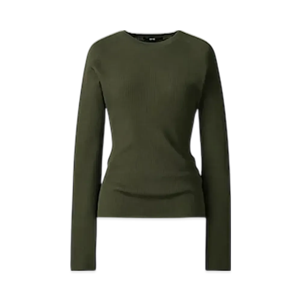 Uniqlo C Women'S 3D Merino Blend Ribbed Sweater "Olive"