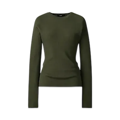 Uniqlo C Women'S 3D Merino Blend Ribbed Sweater "Olive"