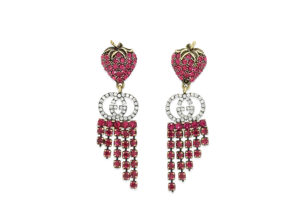 GUCCI Strawberry Earrings with Crystals