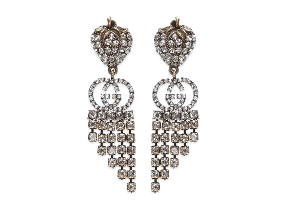 GUCCI Crystal Strawberry Earrings