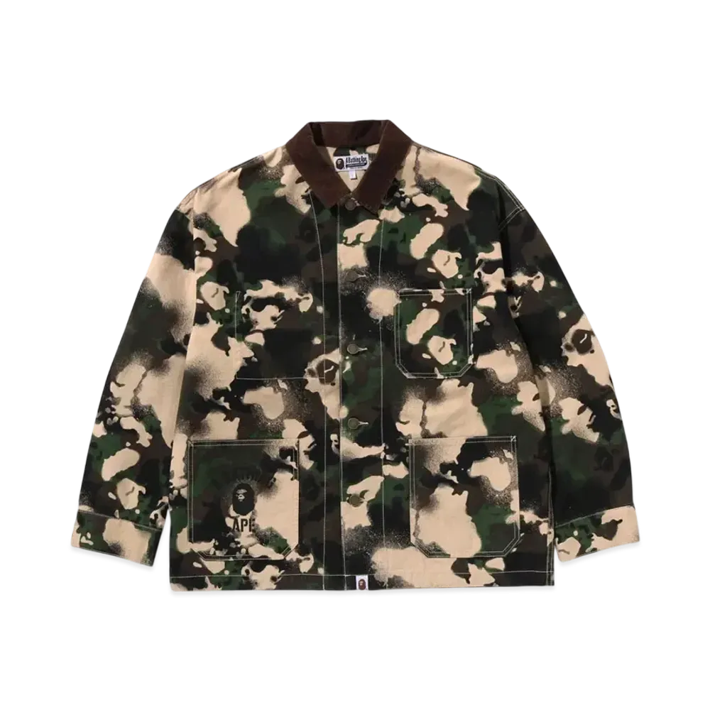 A BATHING APE Map Camo Work Jacket "Green"